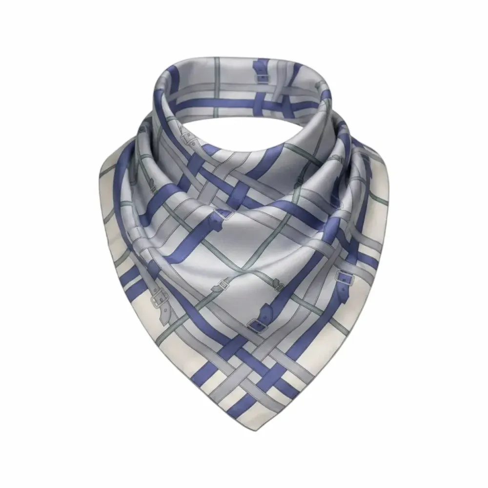 Burberry London Belt Strap Plaid Silk Square Scarf