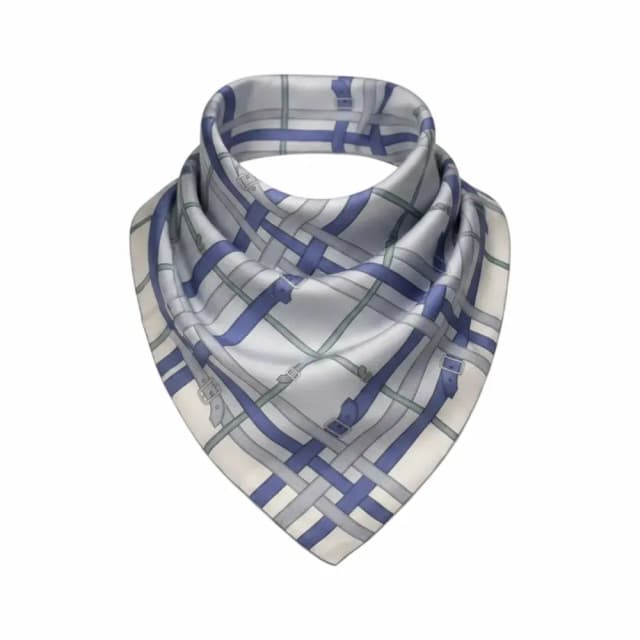 Burberry London Belt Strap Plaid Silk Square Scarf