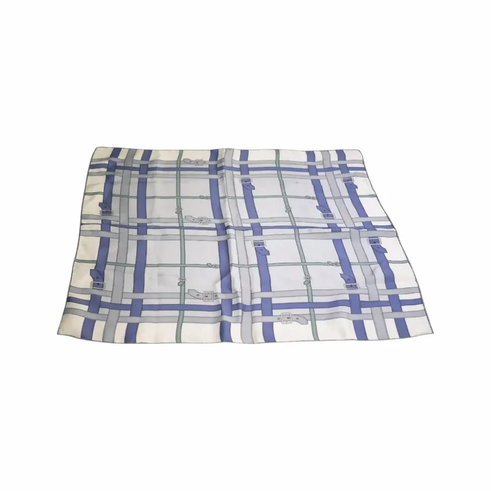 Burberry London Belt Strap Plaid Silk Square Scarf