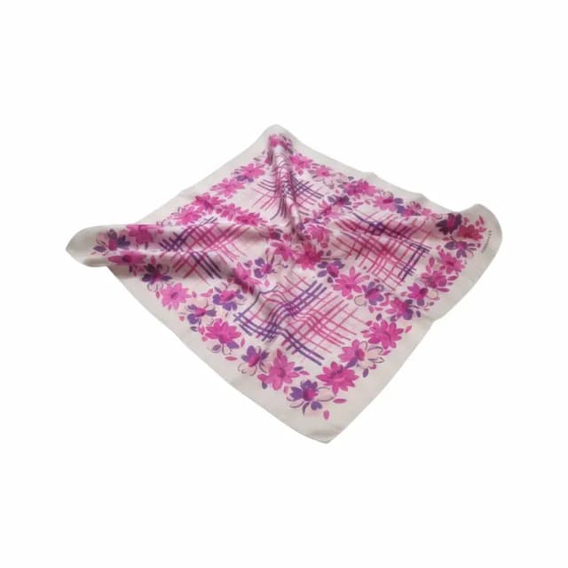 Burberry Floral Plaid Silk Square Scarf
