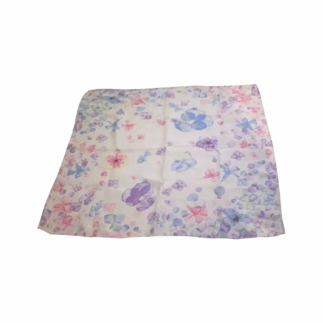 Burberry White Floral Print Silk Square Scarf