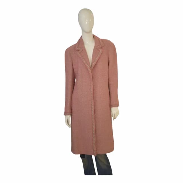 Chanel Timeless 00A Pink Bouclé Wool Silk Long Duster Coat