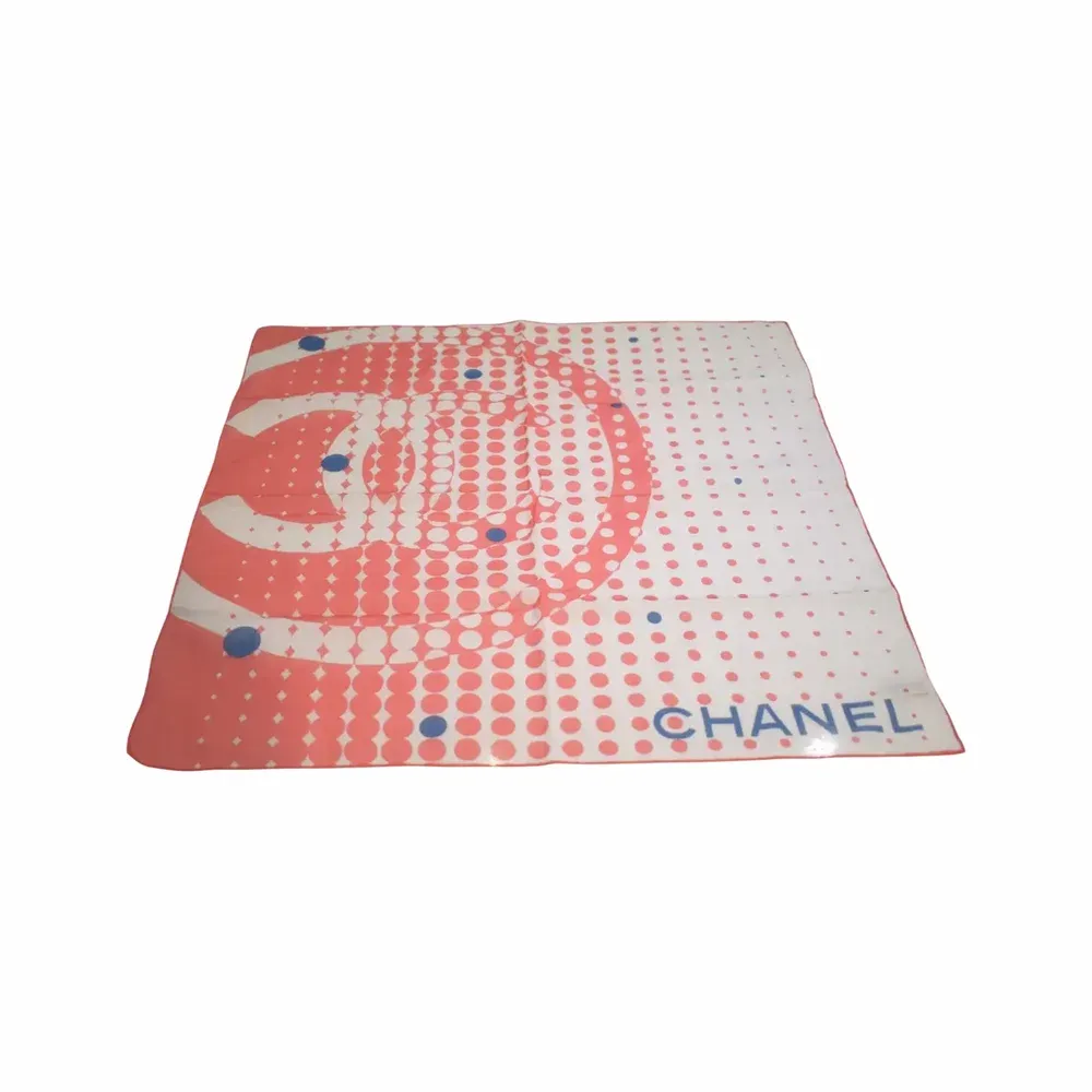 Chanel Polka Dot CC Logo Square Scarf