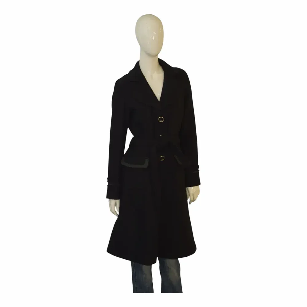Dolce & Gabbana Black Wool Belted Long Coat