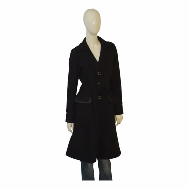 Dolce & Gabbana Black Wool Belted Long Coat