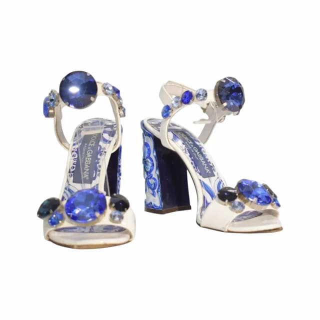 Dolce & Gabbana Majolica Embellished Leather Sandals