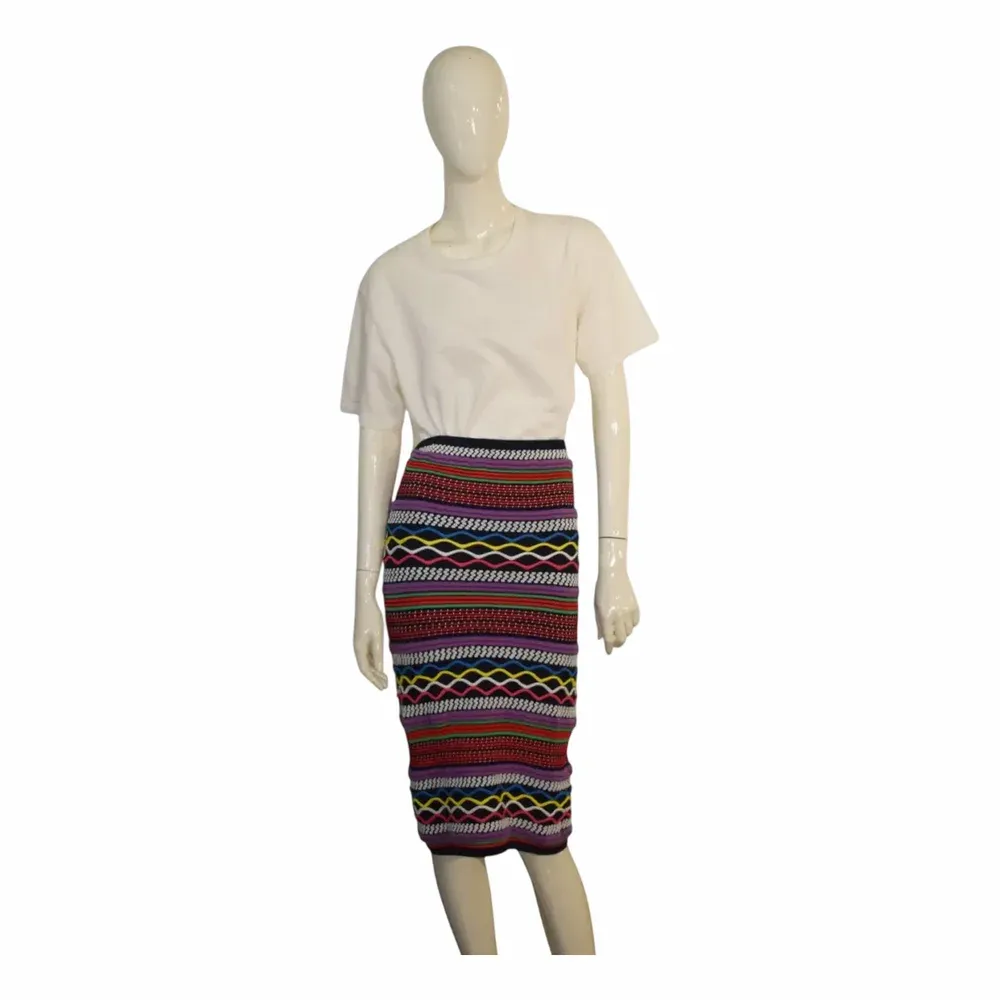 Dsquared2 Multicolor Striped Knit Pencil Midi Skirt