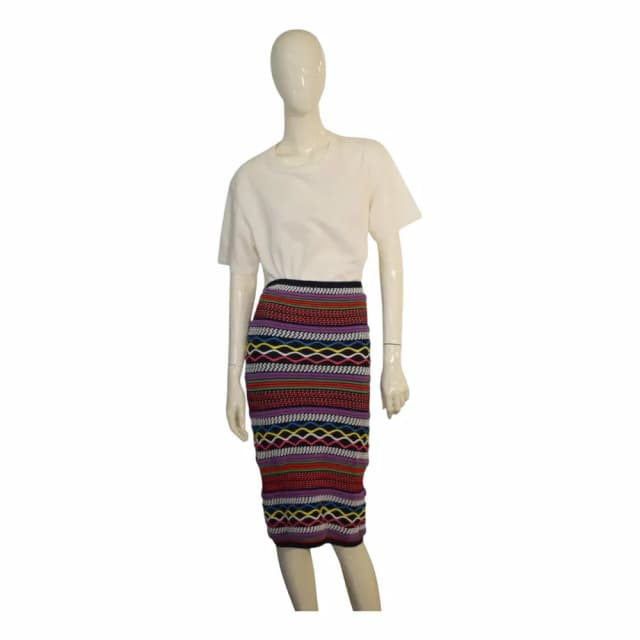 Dsquared2 Multicolor Striped Knit Pencil Midi Skirt