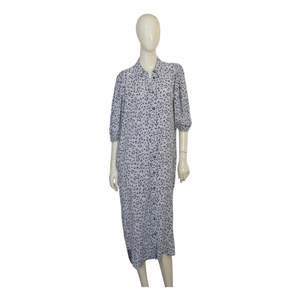 Ganni Printed Crepe Midi Shirt Dress