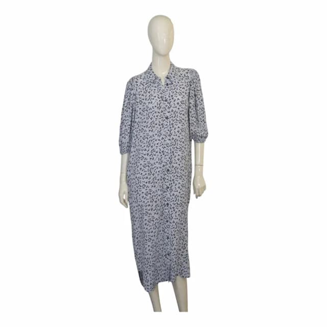 Ganni Printed Crepe Midi Shirt Dress