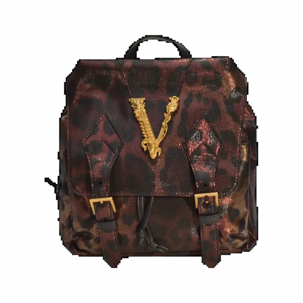 Versace Virtus Metallic Leopard Print Backpack