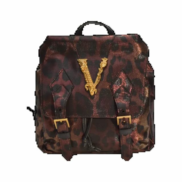 Versace Virtus Metallic Leopard Print Backpack