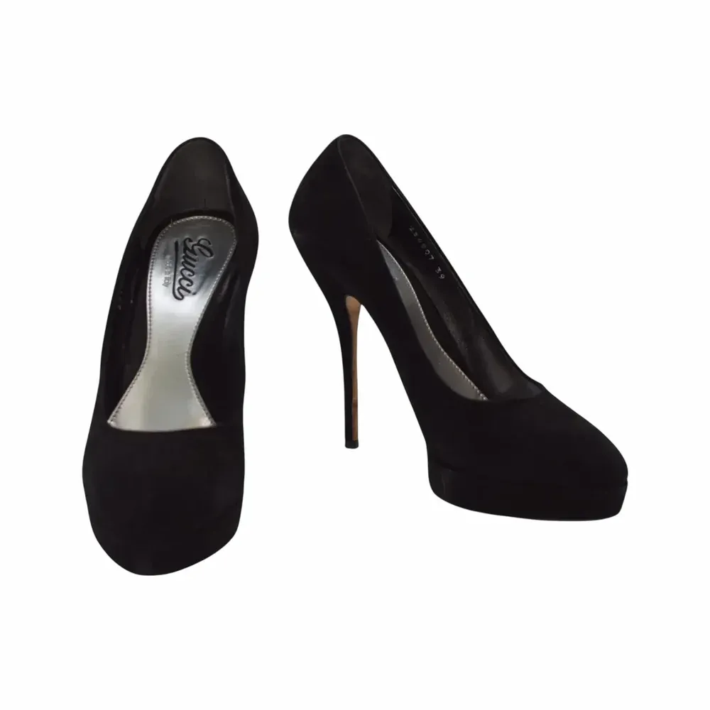 Gucci Almond Toe Suede Platform Pumps
