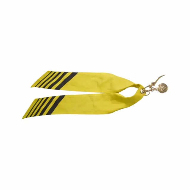 Gucci Yellow Black Striped Silk Twilly Scarf