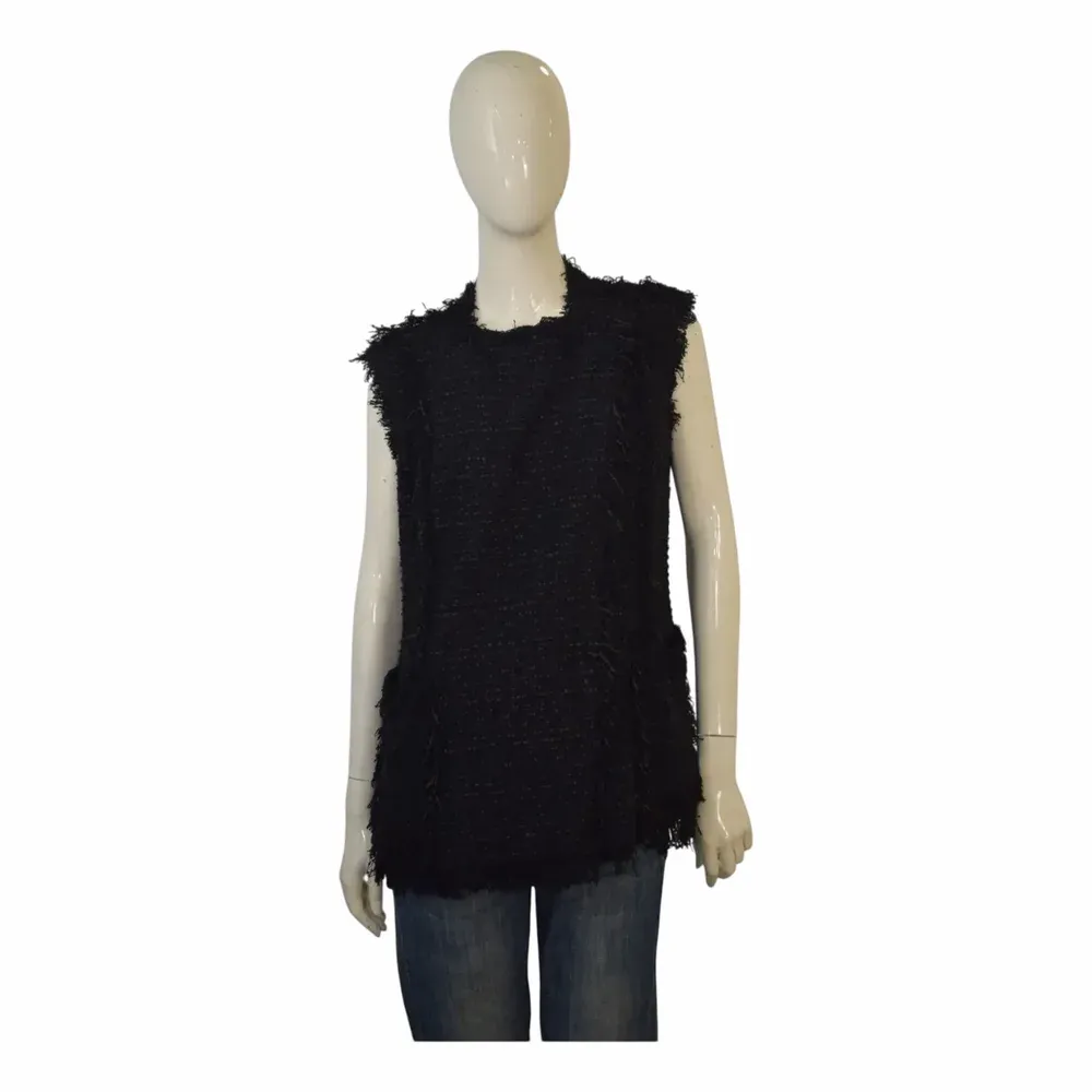 Lanvin Fringe Edge Cotton Blend Knit Vest
