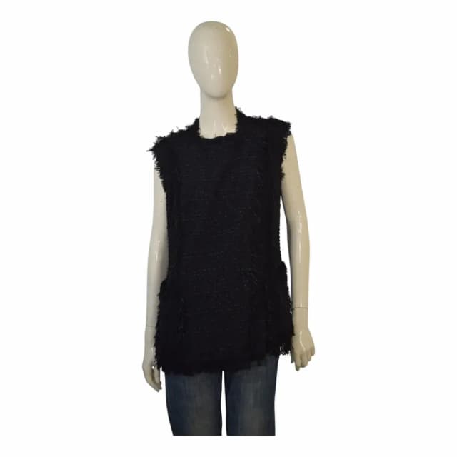 Lanvin Fringe Edge Cotton Blend Knit Vest