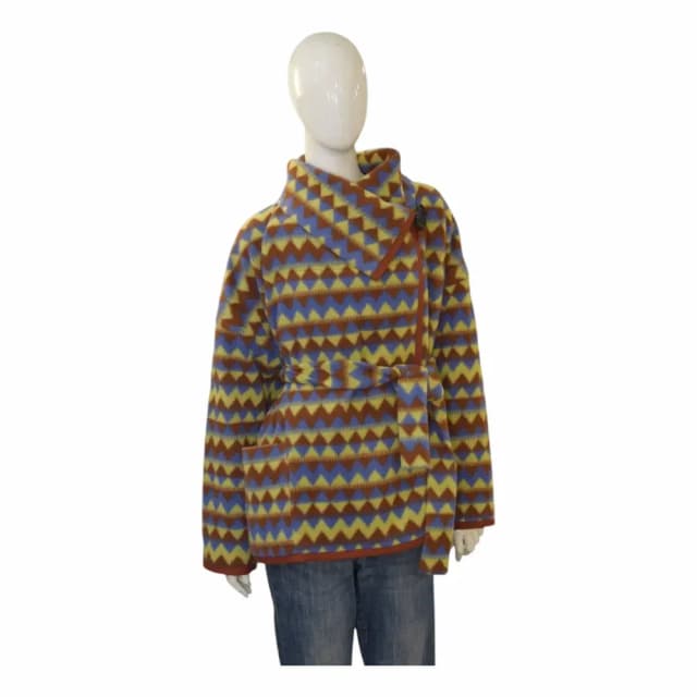 Missoni Reversible Fleece Jacket Belted Tribal Zigzag Coat