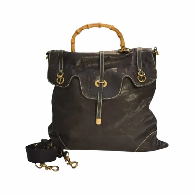 Miu Miu Convertible Leather Tote Backpack with Bamboo Handle
