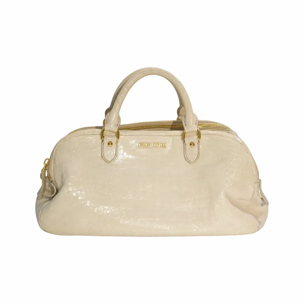 Miu Miu Croc-Embossed Leather Bauletto Bag