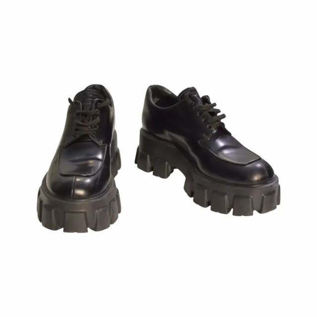 Prada Monolith Brushed Leather Lace-up Shoes