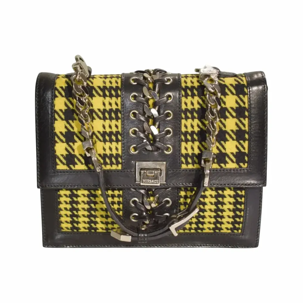 Versace Medusa Houndstooth Tweed Shoulder Bag