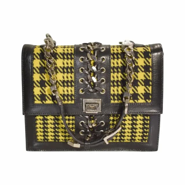 Versace Medusa Houndstooth Tweed Shoulder Bag