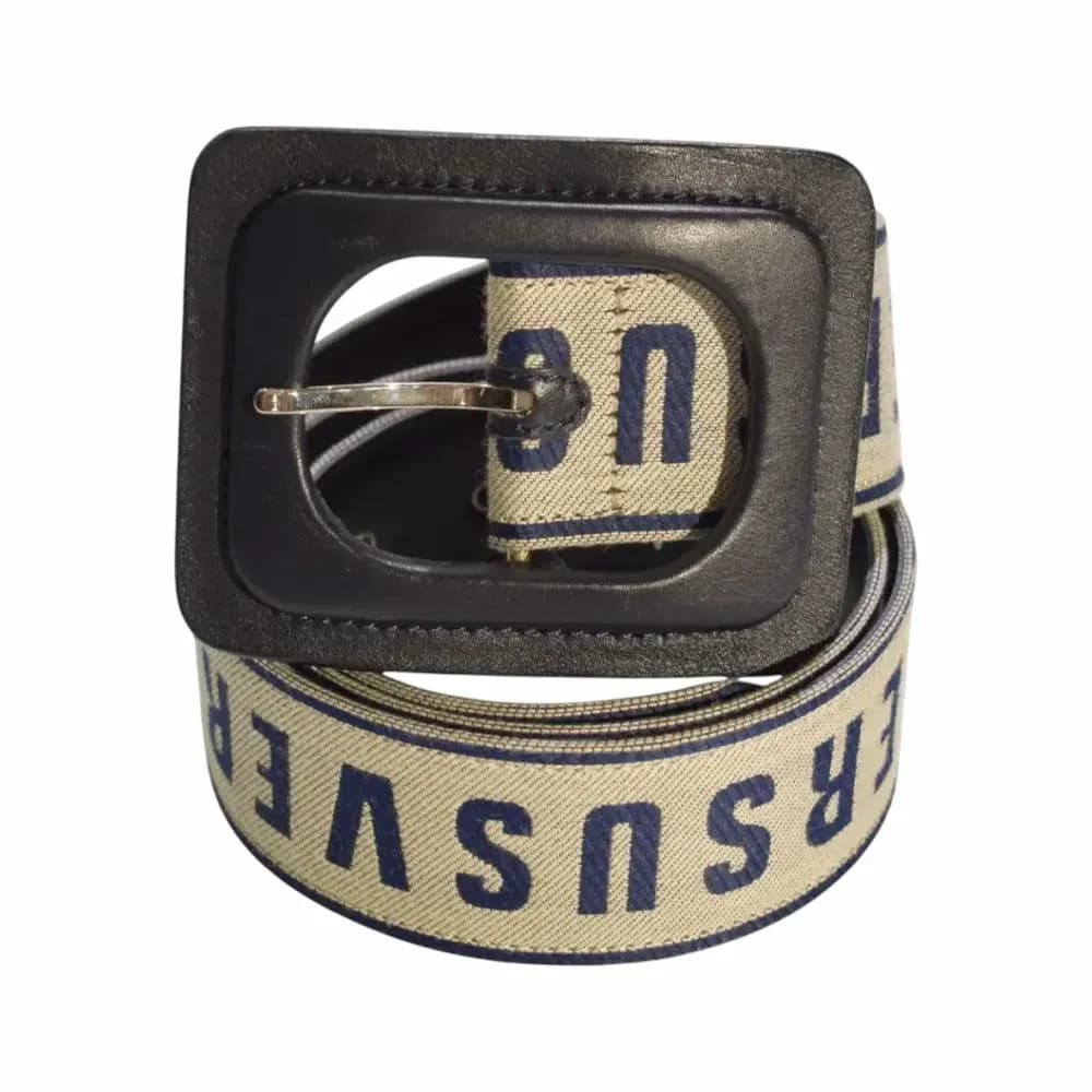 Versace Logomania Canvas & Leather Webbing Belt