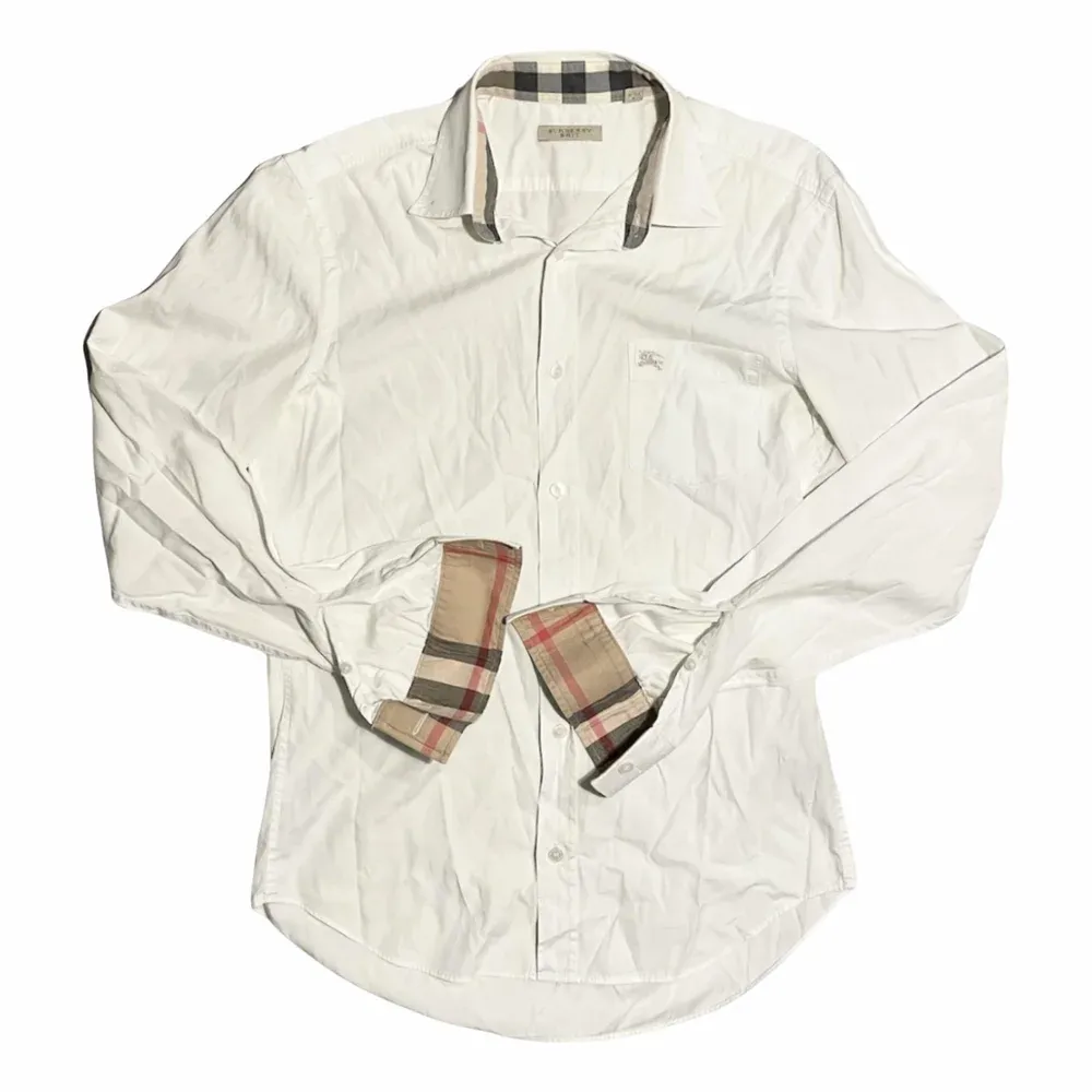Burberry White Cotton Shirt with TB Monogram Motif