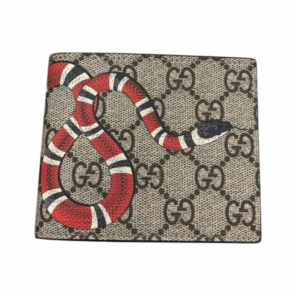 Gucci Kingsnake Print GG Supreme Bifold Wallet