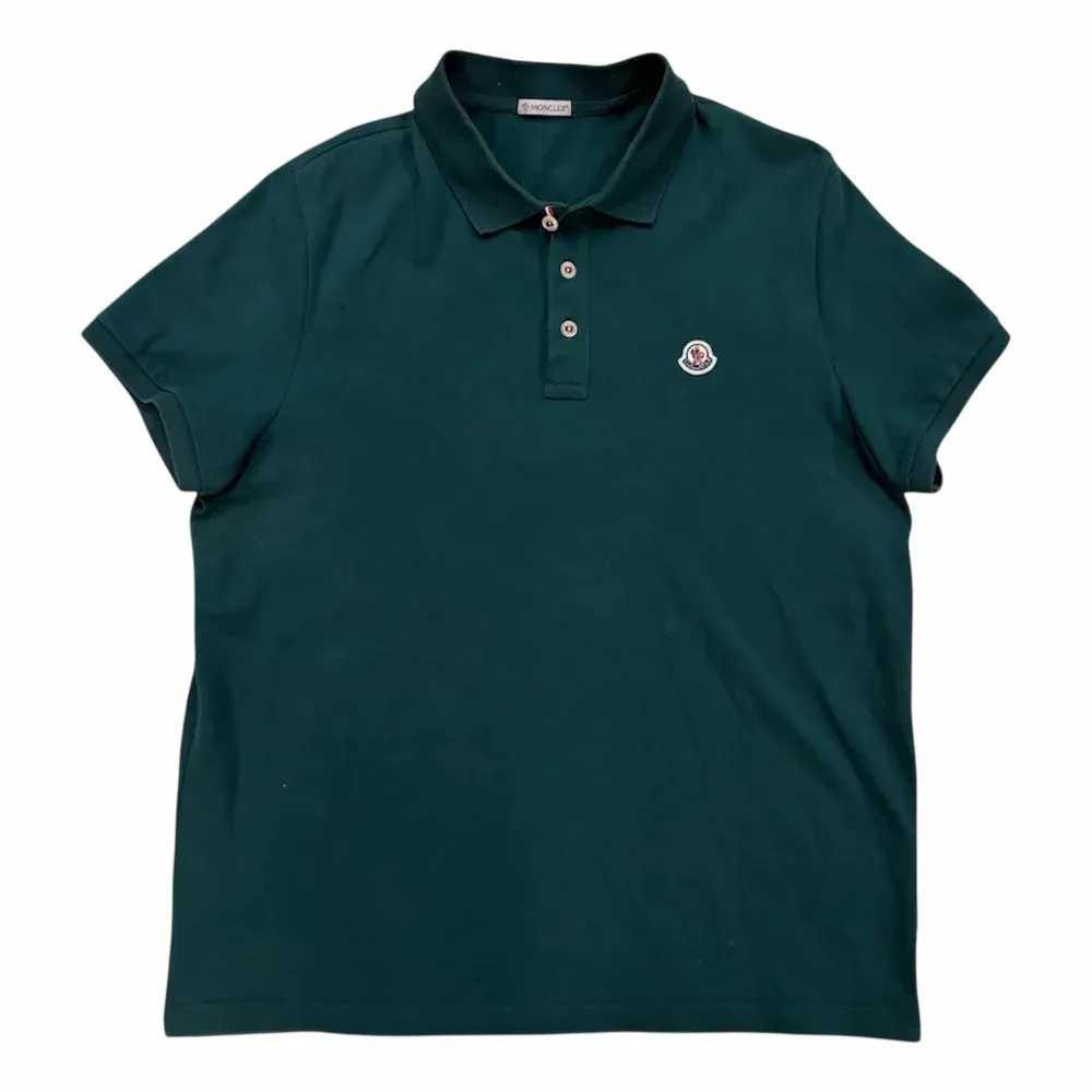 MONCLER Contrast Rib Logo Patch Polo Shirt