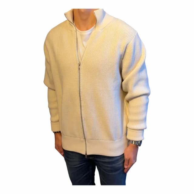 Maison Margiela Wool Rib Zipper Knit