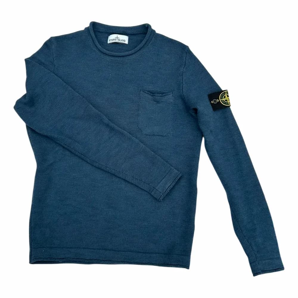 Stone Island Knitted Wool Pullover with Felt Pocket (533D7)