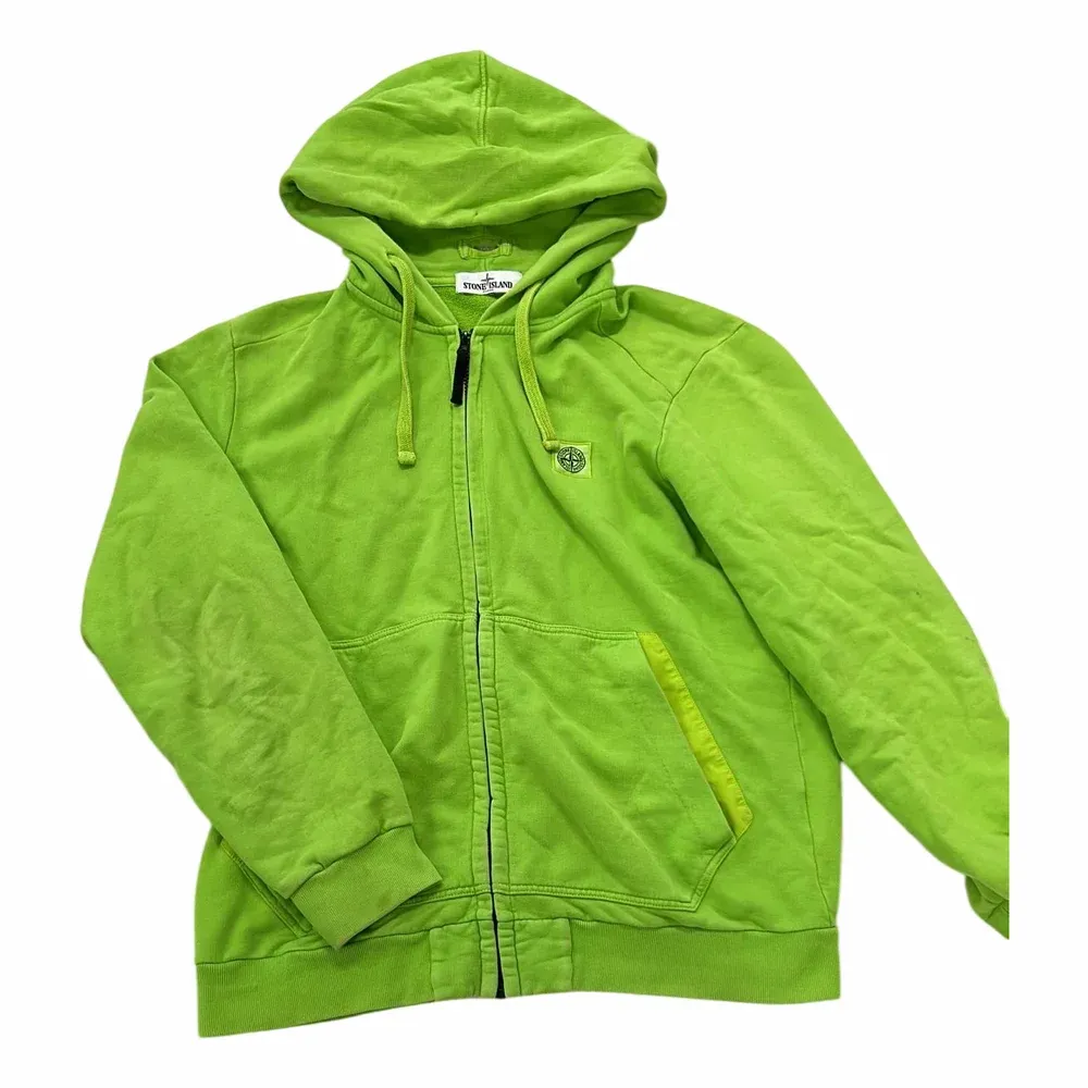 Stone Island Neon Green Zip-Up Hoodie