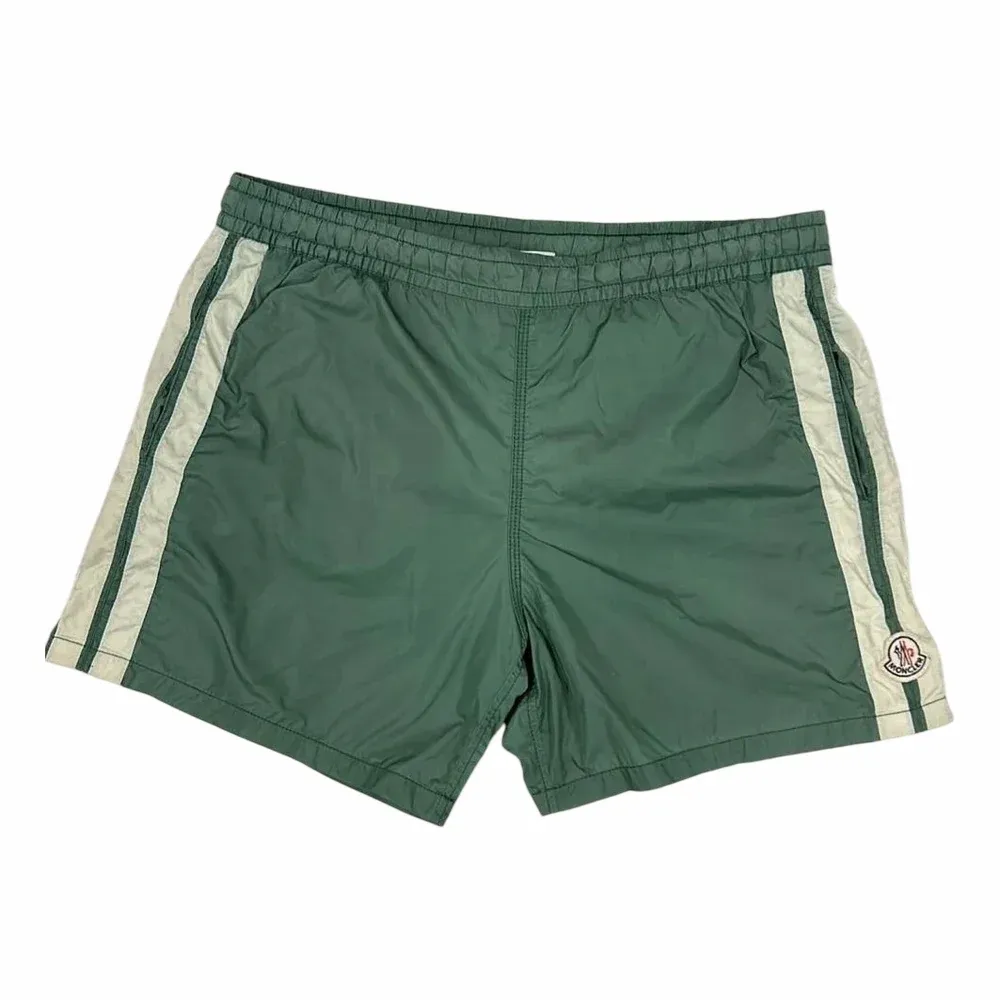 Moncler Sage Green Color Block Swim Shorts 4 Inch