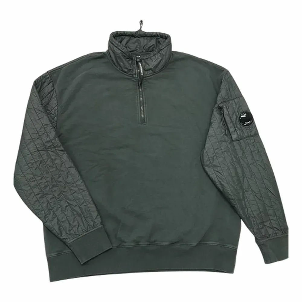 C.P. Company Diagonal Raised Fleece Mixed Half Zip Sweatshirt (19CMSS052A)
