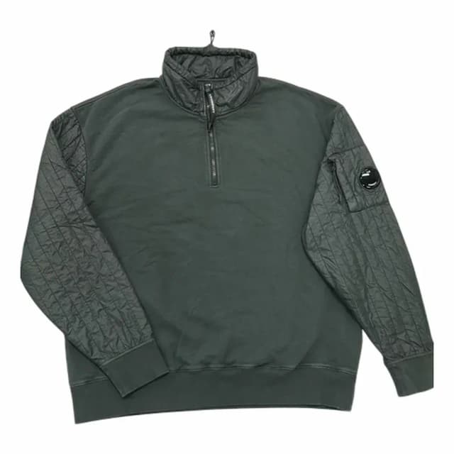 C.P. Company Diagonal Raised Fleece Mixed Half Zip Sweatshirt (19CMSS052A)