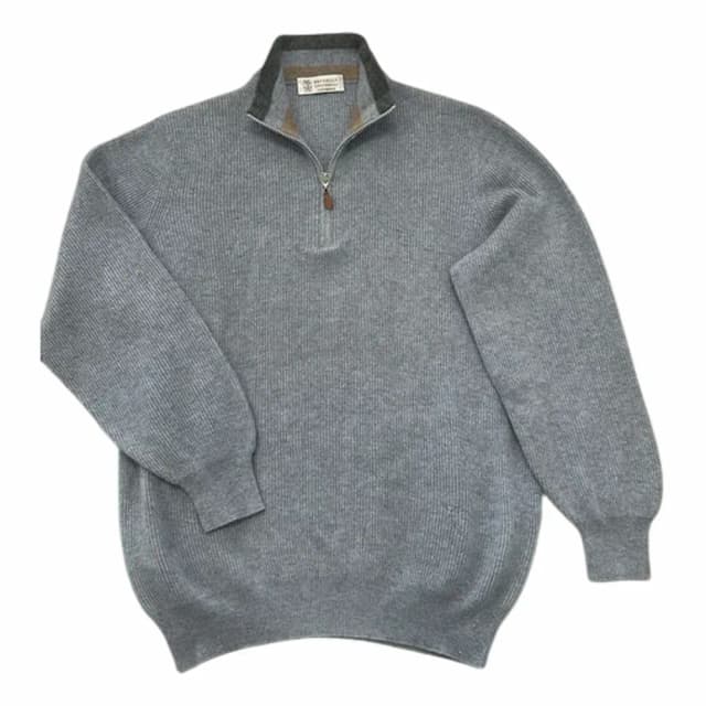 Brunello Cucinelli Ribbed-knit Half-zip Sweater
