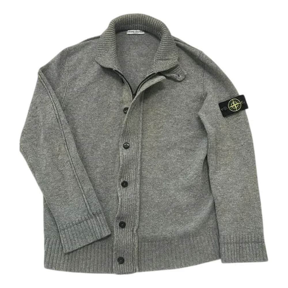 Stone Island Knitted Lambswool Zip Button Cardigan