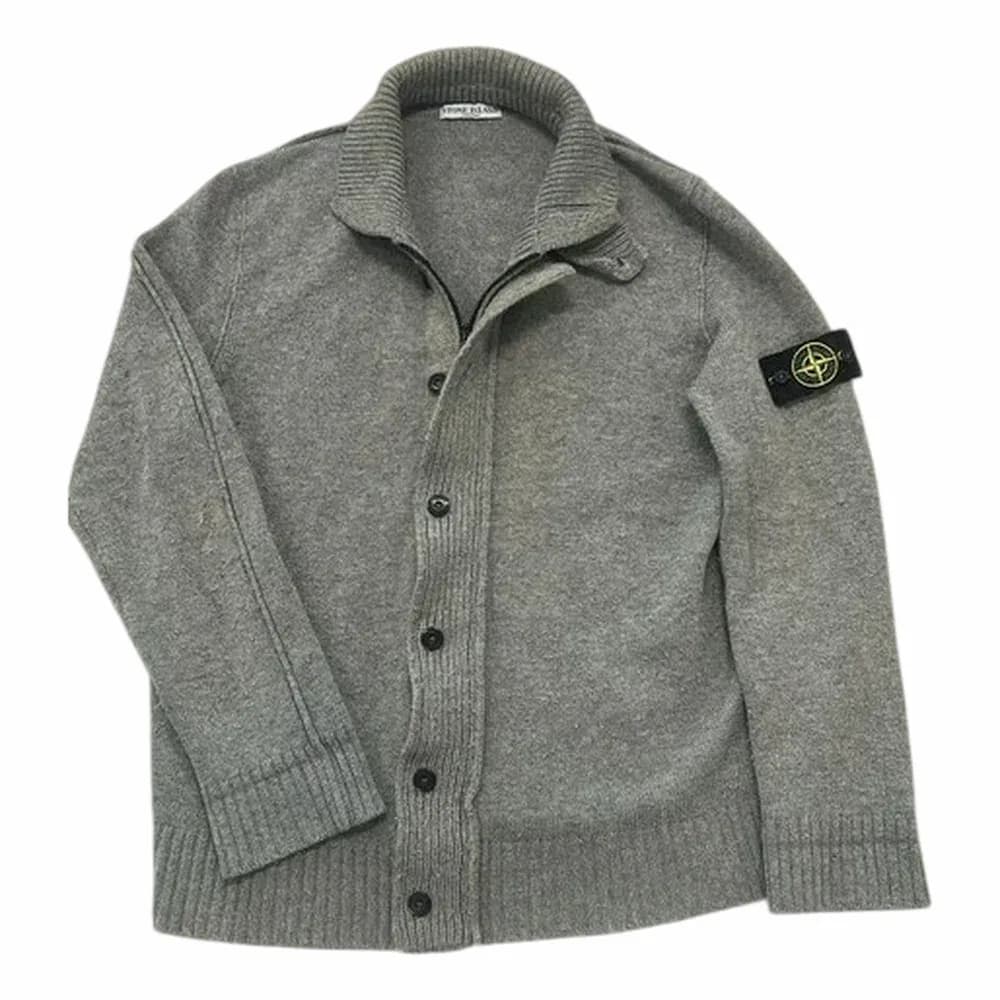 Stone Island Knitted Lambswool Zip Button Cardigan