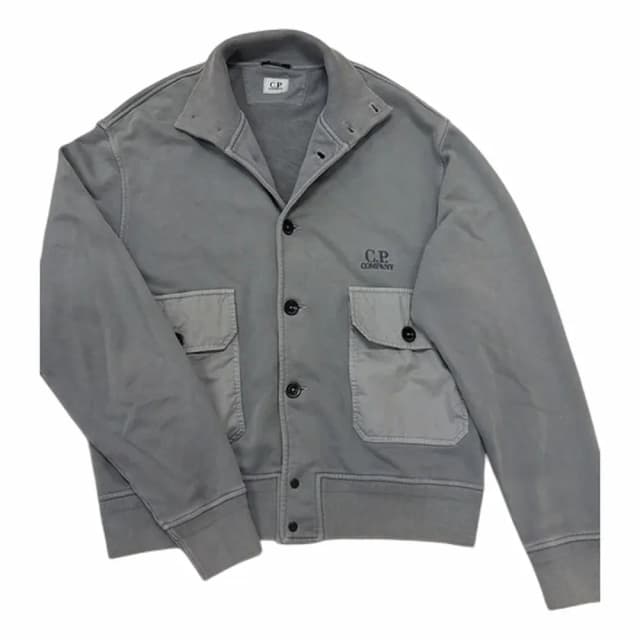 C.P. Company Cotton Diagonal Fleece Full Button Sweatshirt