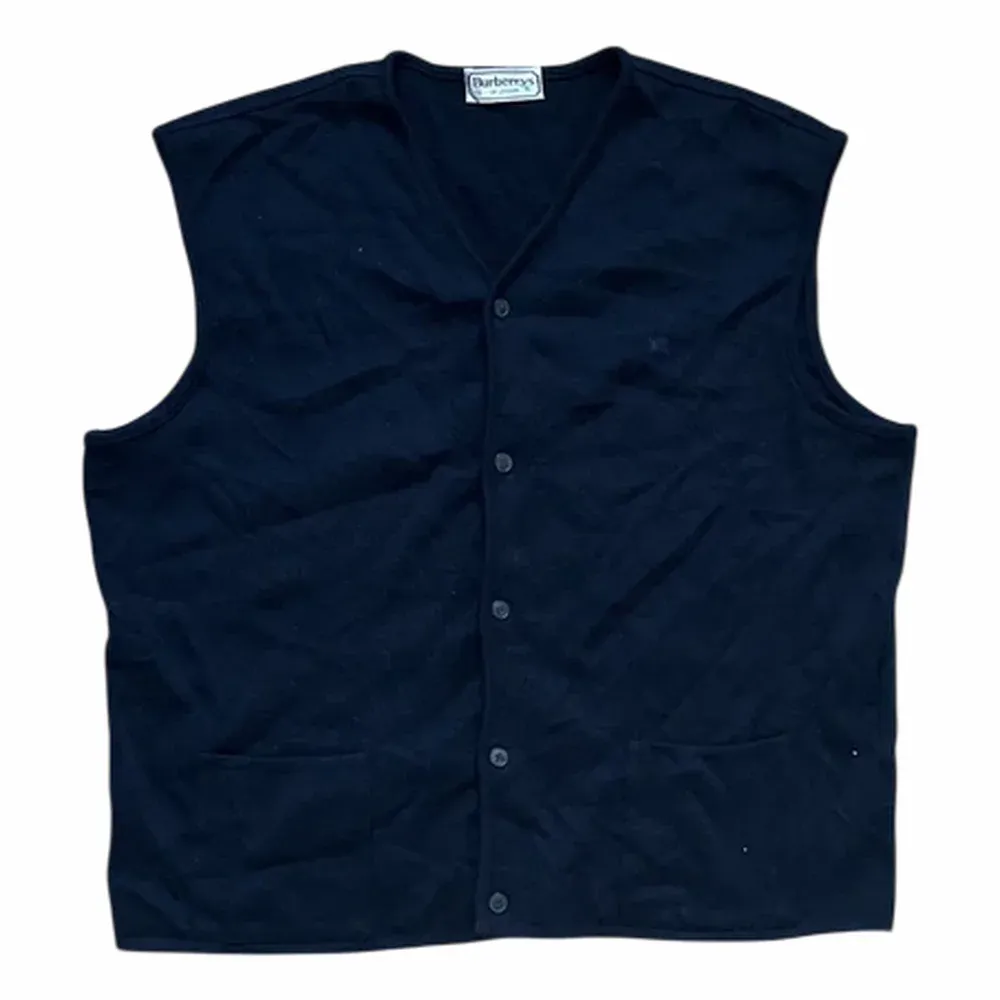 BURBERRY Rib V-neck Button Slipover