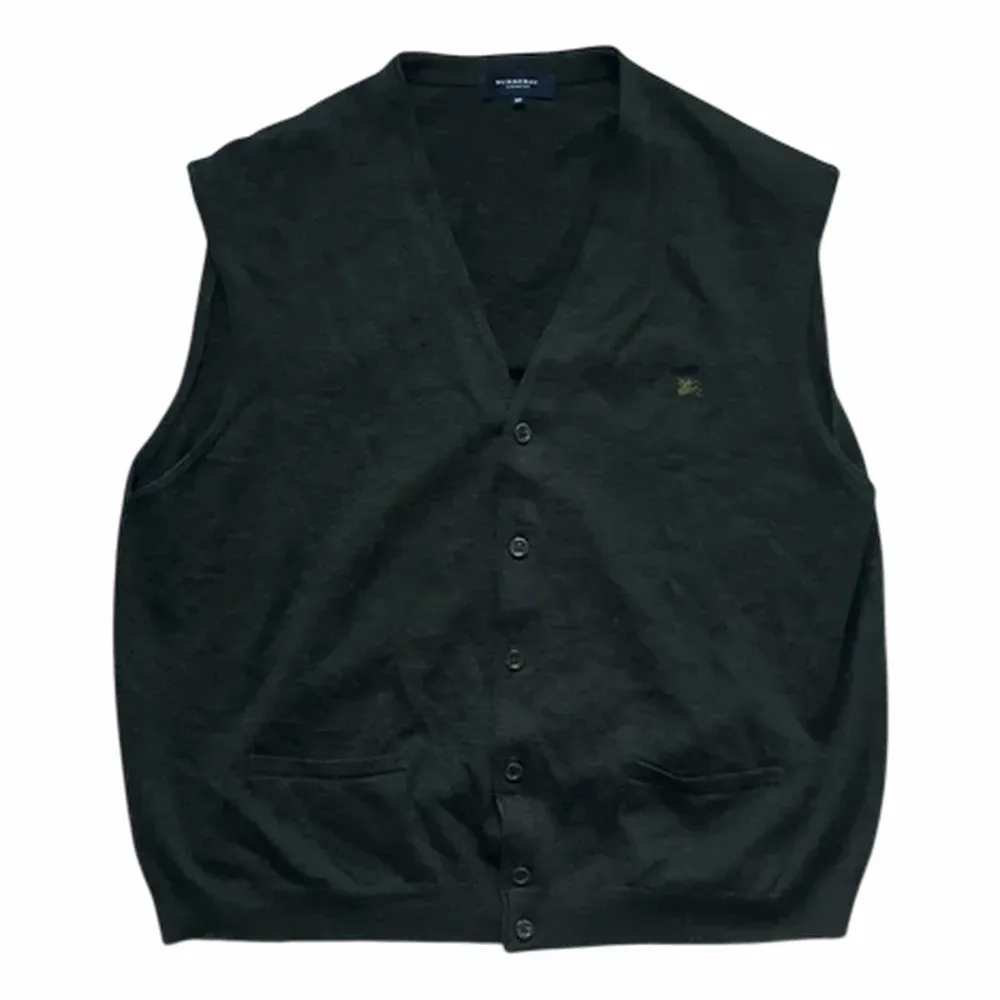 BURBERRY Rib v-neck button slipover
