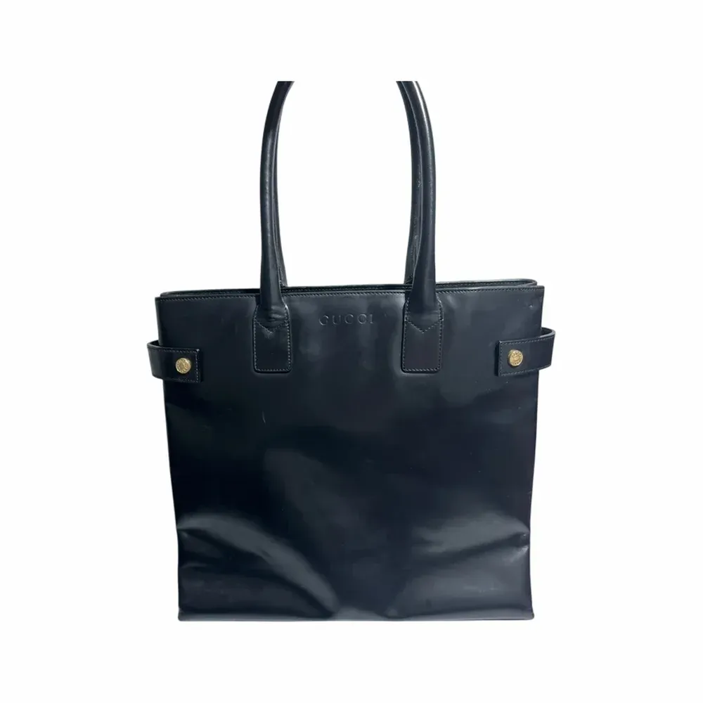 GUCCI Vintage Patent Leather Square Tote Bag