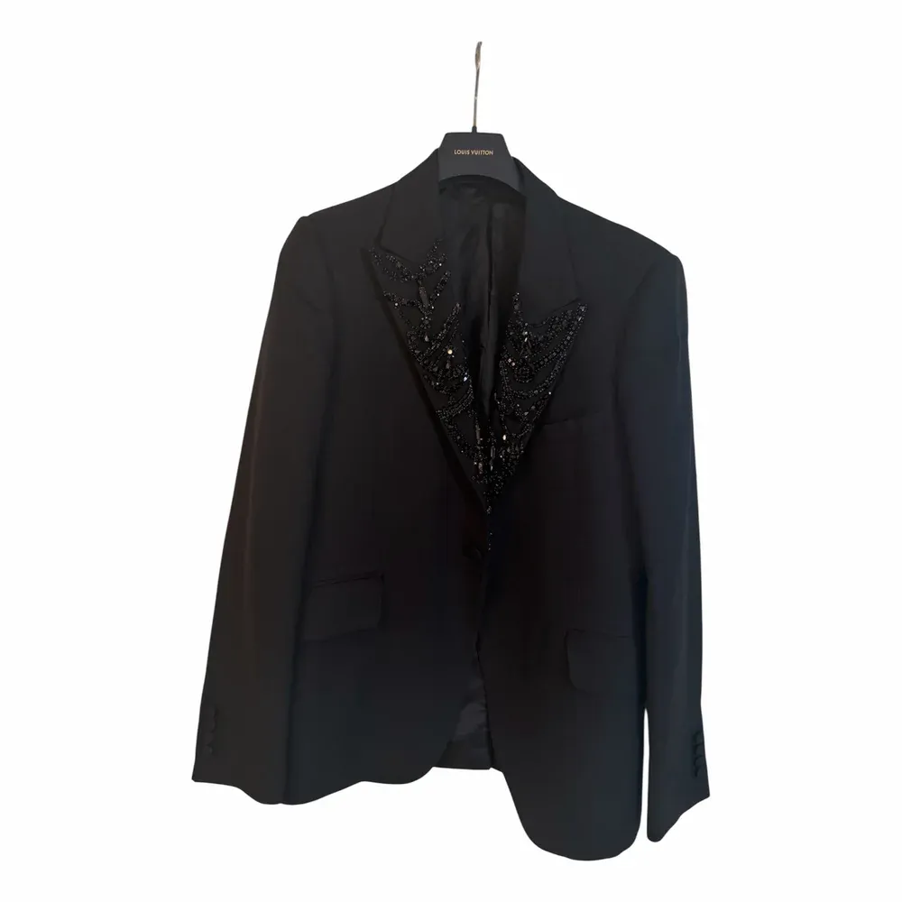 Alexander McQueen Grain de Poudre Blazer with Beaded Lapel