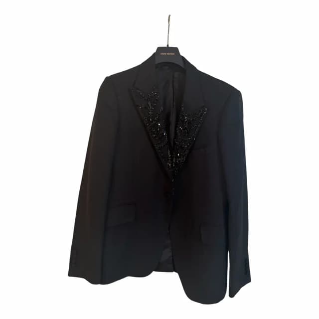 Alexander McQueen Grain de Poudre Blazer with Beaded Lapel