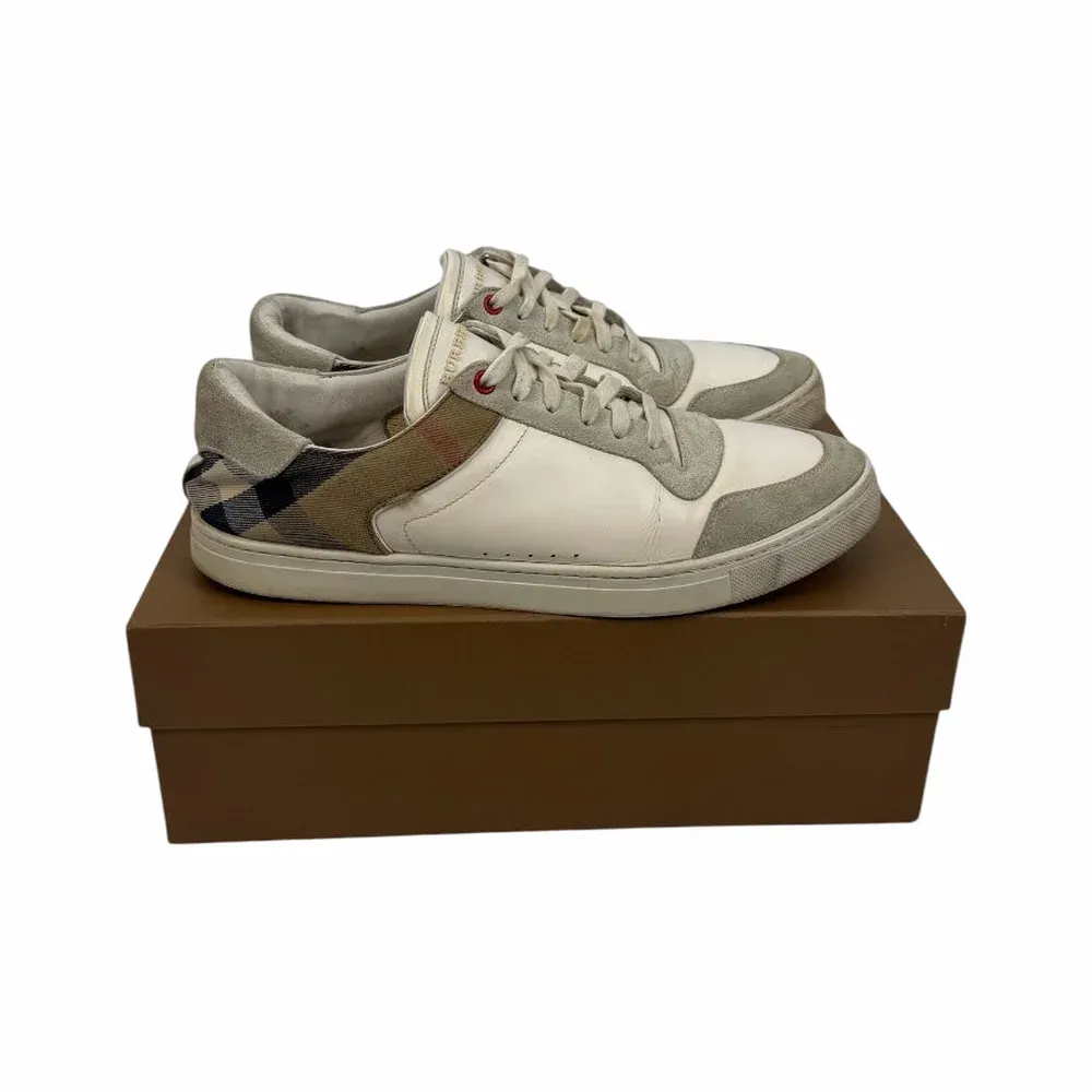 Burberry House Check Leather and Canvas Low-Top Sneakers