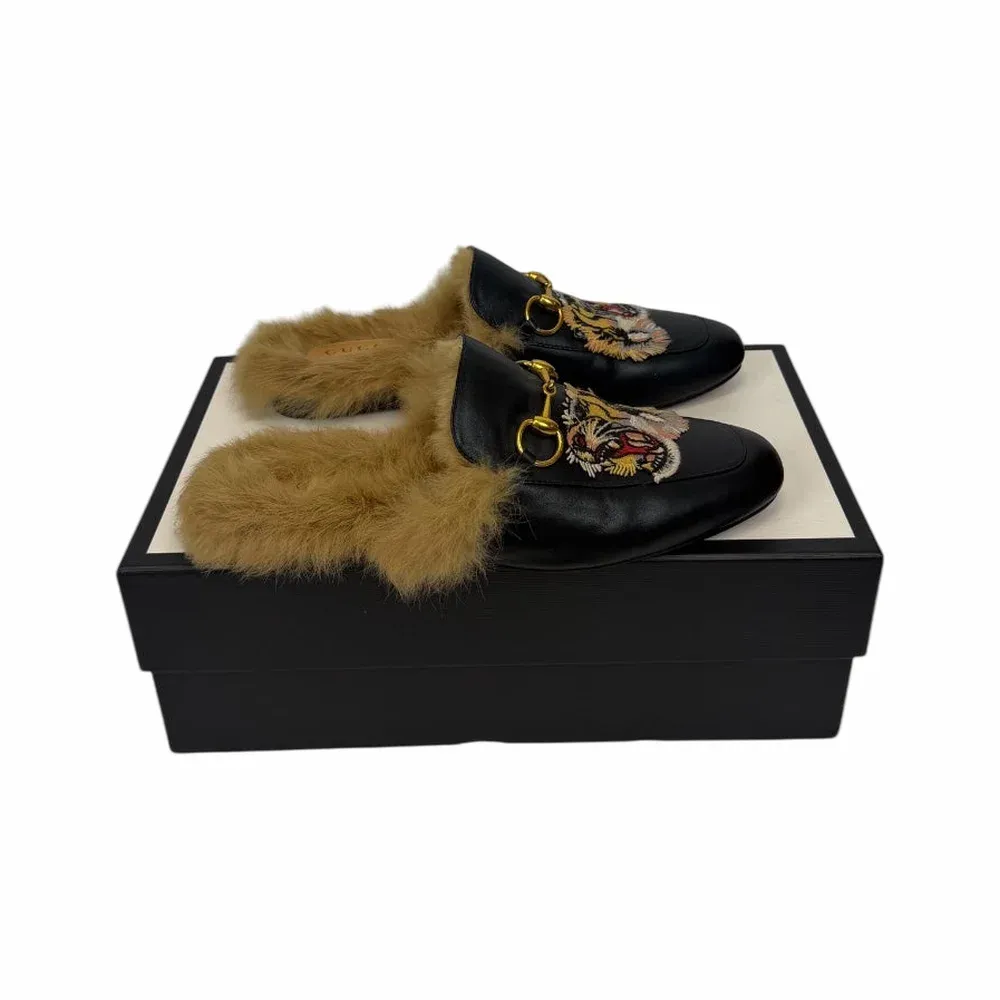Gucci Princetown Tiger Embroidered Slippers