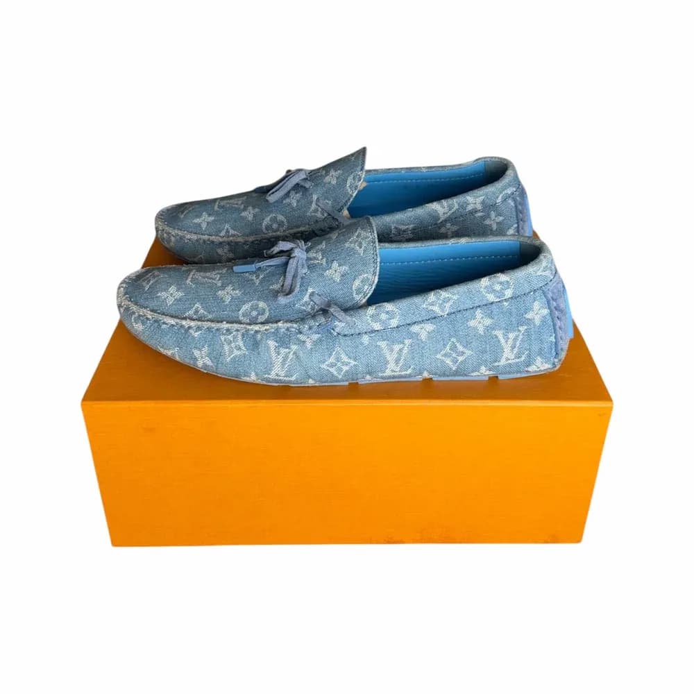 LOUIS VUITTON LV Driver Moccasin Blue Denim Monogram