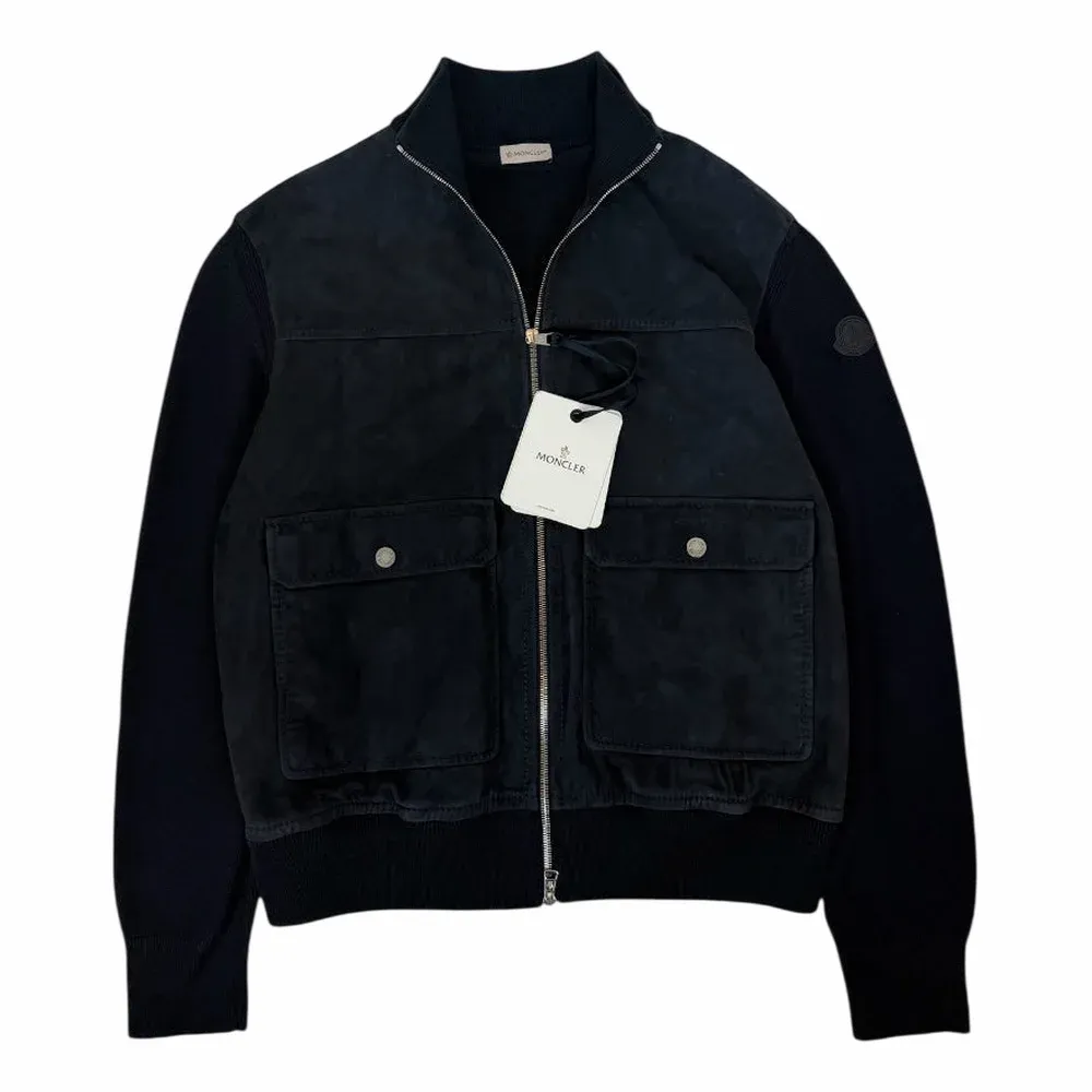 Moncler Suede-Trimmed Wool and Cotton Jacket