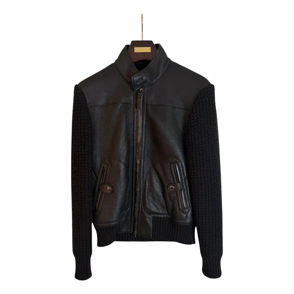 Tom Ford Lambskin and Shearling Jacket with Knit Sleeves